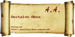 Asztalos Absa névjegykártya
